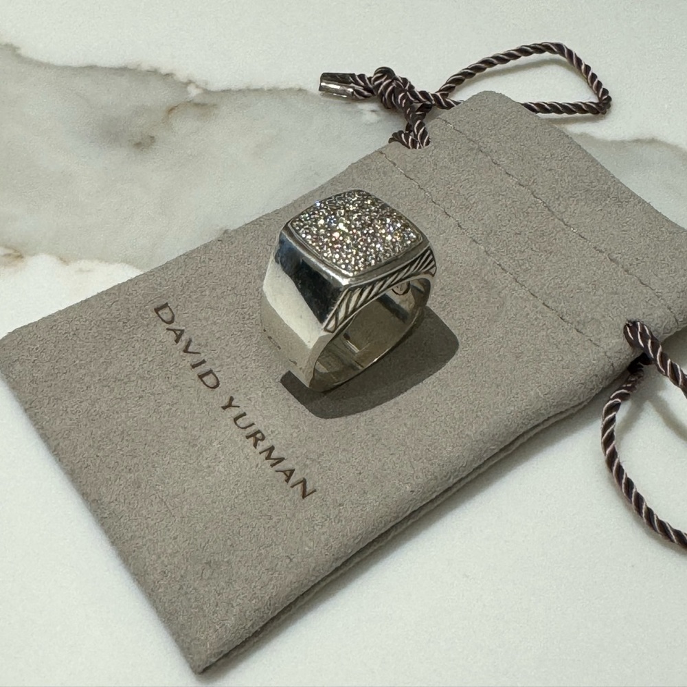 David Yurman Diamond Signet Ring - Size 10